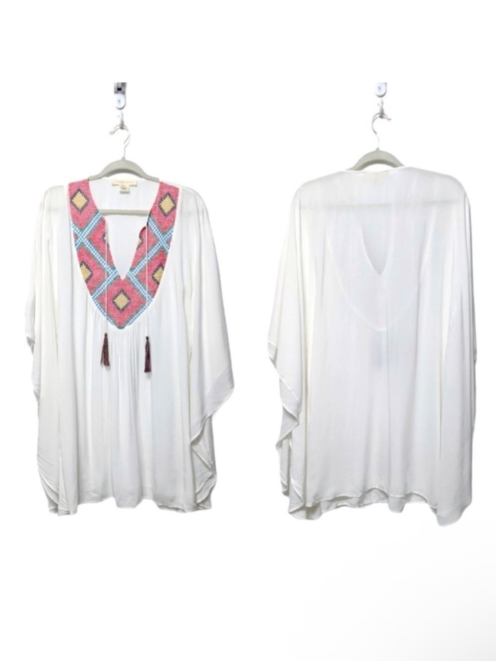 LOVESTITCH Embroidered Tunic Cover-up M/L